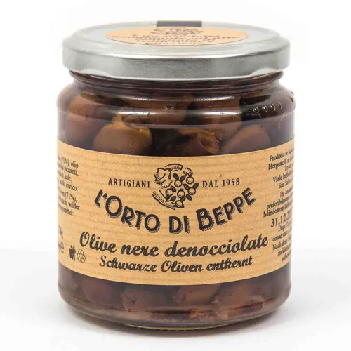 Schwarze Oliven entkernt 314 ml. - L'Orto di Beppe
