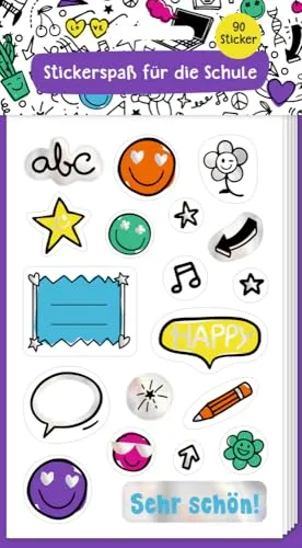 Sticker – Stickerspaß für die Schule: Stickerbogen mit 90 Stickern: Geschenk für Schultüte, Einschulung, Schulstart, Schulanfang, Grundschule
