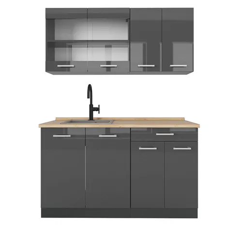 Vicco Singleküche R-Line, Anthrazit Hochglanz, 140 cm von Vicco