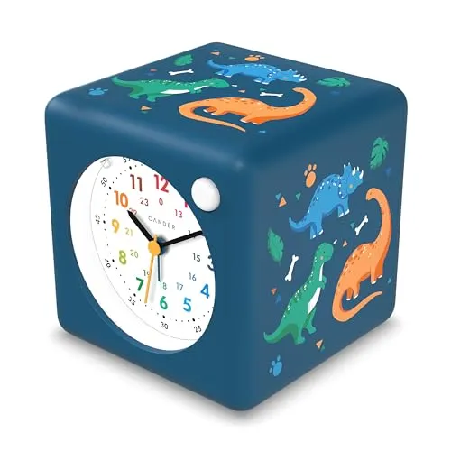 Cander Berlin MNU 1110 D Kinderwecker lautlos Licht Dinosaurier Snooze ohne Ticken Jungen Mädchen Kinderzimmer Tiere