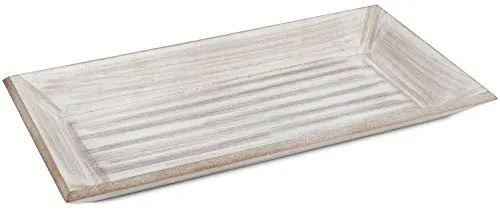com-four® Tablett aus Holz - Vintage Holztablett rechteckig - Serviertablett in rustikaler Optik - große Dekoschale - Schlüsselbrett aus Holz - Kerzenteller (1 Stück - rechteckig Tablett)