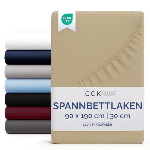 Spannbettlaken 90x190 cm - Für Matratzen bis 30 cm Höhe (12