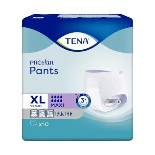 TENA Pants Maxi XL - Sparpaket (4 x 10 Stück) - Inkontinenzeinlagen für Erwachsene, saugstark und bequem, ideal für aktive Personen mit schwerer Blasenschwäche. Elastische Beinbündchen und atmungsaktives Material bieten optimalen Komfort und Diskretion.