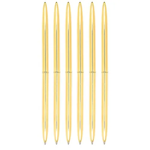 NUOLUX Dual Heads Rotation Metall Kugelschreiber Blue Ink Pen, 6PCS (Golden)