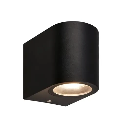 TELEFUNKEN - Wandleuchte Aussen mit Spritzwasserschutz, GU10 Fassung, max. 3 Watt, Aussenlampe, Wandlampe, Strahler, Außenbeleuchtung, Außenleuchte, Außenwandleuchte, 8x7x9 cm, Schwarz