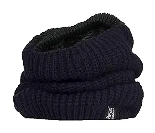 HEAT HOLDERS - Damen Winter Warm Fleece Bunt Strick Groß Nacken Halswärmer (One Size, Black (Chunky))