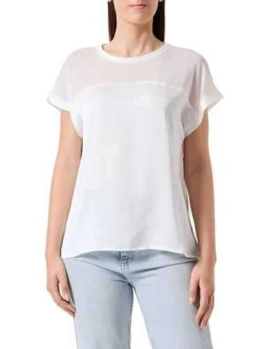 Vila Blusenshirt Ellette - Elegantes Basics für jeden Anlass - Blusenshirt aus 100% recyceltem Polyester, kragenlos und mit Viertelarm. Ideal für umweltbewusste Mode-Liebhaberinnen, die Stil und Nachhaltigkeit schätzen.