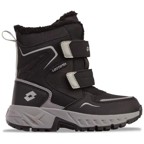Lotto Alstyne Tex K 2600490K-1116 Winterschuhe für Jungen, Schwarz, Größe 35 - Wasserdichte Winterschuhe von Lotto mit flauschigem Webpelzfutter, ideal für kalte Tage. Profilierte Sohle sorgt für sicheren Halt auf Schnee und Matsch.
