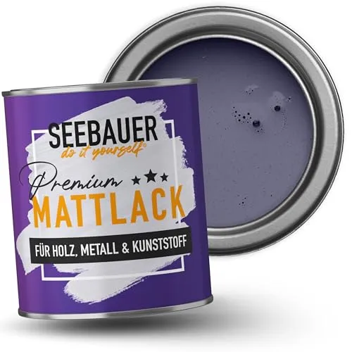 SEEBAUER DIY Mattlack Lila 750ml - Hochwertiger Hybrid-Lack für Innen & Außen - Edelmatte Möbelfarbe mit Hybrid-Technologie: Schnelltrocknend, robust und einfach zu verarbeiten. Ideal für Holz, Metall und Kunststoff – für perfekte Ergebnisse bei jedem Projekt!