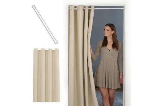 tinycurtains Türvorhang mit Stange, blickdicht, 70-120 cm in beige von tinycurtains