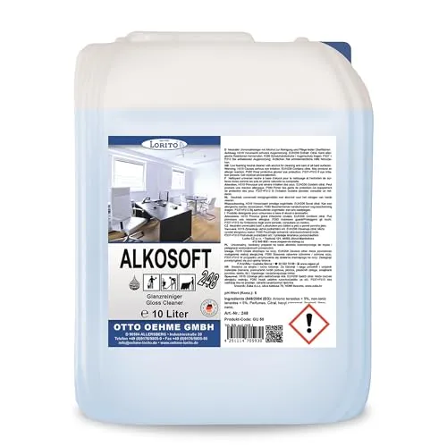 Lorito Alkosoft Glanzreiniger für Fußböden - 10 Liter Wischpflege Konzentrat - Bodenreiniger für streifenfreie, glänzende Oberflächen mit angenehmem Frischeduft. Ideal für Fliesen, Hartböden und mehr - perfekt für Profis und den Hausputz.