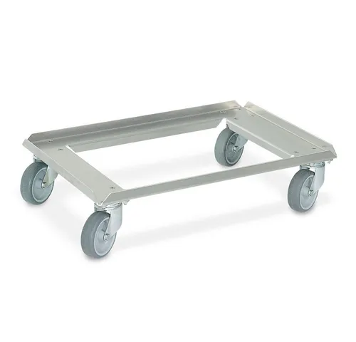 BRB-Lagertechnik Edelstahl Transportroller für Eurobehälter 600x400 mm - Transportroller aus Edelstahl mit 250 kg Tragkraft, ideal für Eurobehälter 600x400 mm. Kugelgelagerte Lenkrollen und leise Gummiräder sorgen für müheloses Manövrieren und schonen Böden.