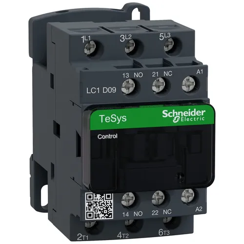 Schneider Electric LC1D09F7 Leistungsschütz 1St. - TeSys D Schütz für Motorsteuerung bis 9 A, hohe Zuverlässigkeit mit 3600 Zyklen/Stunde und integrierten Hilfskontakten, ideal für anspruchsvolle Anwendungen.