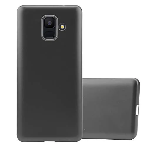 Cadorabo Hülle kompatibel mit Samsung Galaxy A6 2018 Schutzhülle TPU Silikon Case Metallic Design Slim Kratzfest Weiche Gummi mit Rundumschutz Case Hülle für Galaxy A6 2018 in Grau