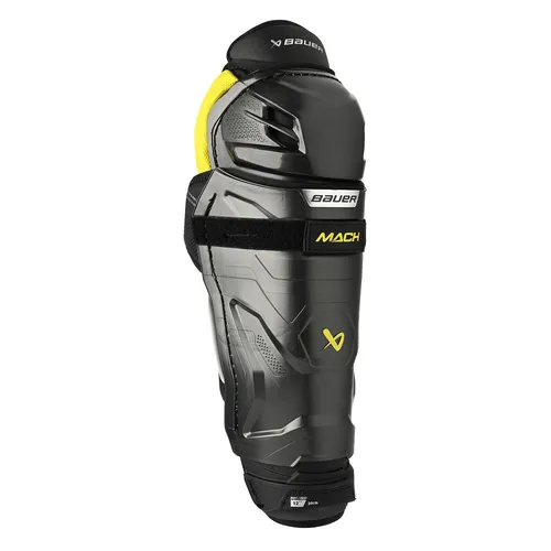 Beinschutz Bauer Supreme MACH Junior - Robuste Eishockey-Schienbeinschoner für Junioren, 12 Zoll, optimaler Schutz und Bewegungsfreiheit, ideal für Spieler, die ihre Leistung steigern möchten.