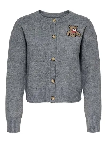 ONLY Cardigan in Anthrazit - M - Strickjacke mit Rundhalsausschnitt und Knopfleiste, ideal für jeden Anlass. Der gerade Schnitt und die Rippstrickdetails sorgen für einen modernen Look.