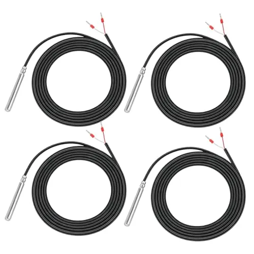Stück Pt1000 Temperatursensor, 3 Meter Digitaler Temperaturfühler, Pt1000 Temperaturfühler Mit Pvc-Leitung Kabelfühler Temperatursensor Edelstahlrohrsonde Für Temperaturüberwachung(Schwarz) 4