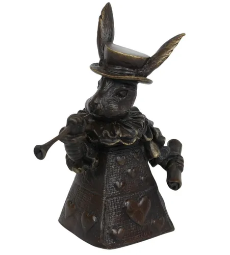 Elegante Tischglocke Hase im Jugendstil aus Bronze - Stilvolle Tischglocke aus hochwertiger Bronze in Form eines abstrakten Hasen. Ideal für den Innen- und Außenbereich, verleiht jedem Raum einen Hauch von Eleganz.