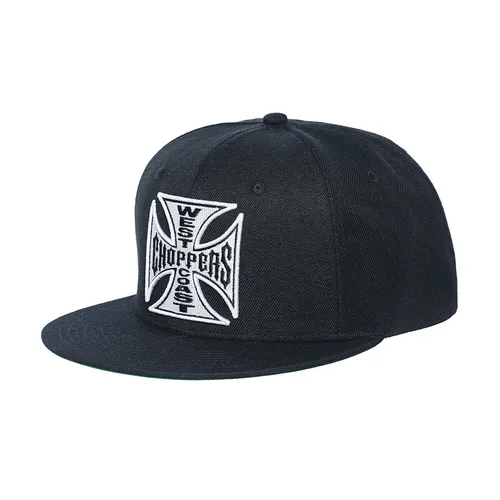 WCC West Coast Choppers Cap Snapback Cross Flatbill Black - Hüte & Mützen, stylisches Snapback Cap in Schwarz für Männer, ideal für einen coolen Streetstyle-Look und optimalen Tragekomfort.