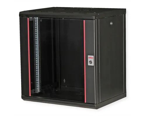 ROLINE 19-Zoll Wandgehäuse Pro 12 HE - Servergehäuse mit robustem Stahl, abschließbarer Fronttür aus Glas und flexibler Kabelzuführung für optimale Netzwerkverkabelung.