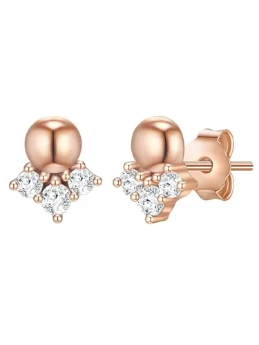 Glanzstücke München Damen Kugel Ohrstecker aus rosévergoldeten 925/- Sterling Silber - Elegante Ohrstecker aus rosévergoldetem Sterling Silber mit funkelndem Zirkon, ideal für besondere Anlässe oder den Alltag.