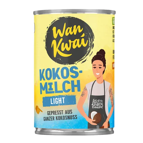 Wan Kwai Kokosmilch light aus köstlichem gepresstem Kokosfleisch 400ml