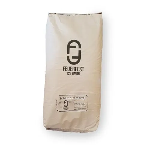 Feuerfest 123 - Schamottemörtel 25 kg für Kaminöfen und Grills - Ideal für den Bau von Grill- und Gartenkaminen sowie Backöfen. Unser Schamottemörtel bietet hohe Hitzebeständigkeit bis 1.450°C und lange Verarbeitungszeit für präzises Arbeiten. Perfekt für den professionellen Einsatz!
