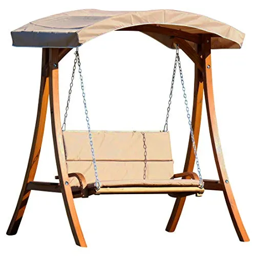 Hollywoodschaukel aus Lärche mit Dach und Sitzauflage RioBraun - Hollywoodschaukel für 2 Personen, aus robustem Lärchenholz mit schützendem Dach und bequemen Sitzpolster – ideal für entspannte Stunden im Garten.