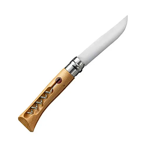 OPINEL-Messer, Größe 10, Buchenholz, mit Korkenzieher
