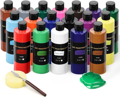 Color More Acrylfarben Set, 18 x 250 ml – vielseitige Farben für kreative Projekte