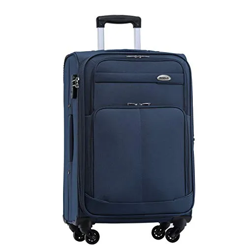 BEIBYE Leichter Stoffkoffer Kofferset Trolley Außentaschen Dehungsfuge mehr Stauraum mit Zahlenschloss (Blau, M-Handgepäck-54cm)
