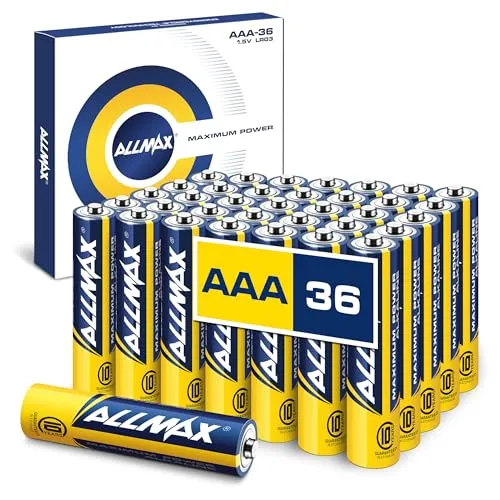 Allmax AAA Micro (LR03) Maximum Power Alkaline Batterien (36 Stück) – Ultra-Langlebigkeit, auslaufsicheres Design, 10 Jahre Haltbarkeit, maximale Leistung (1,5 V)