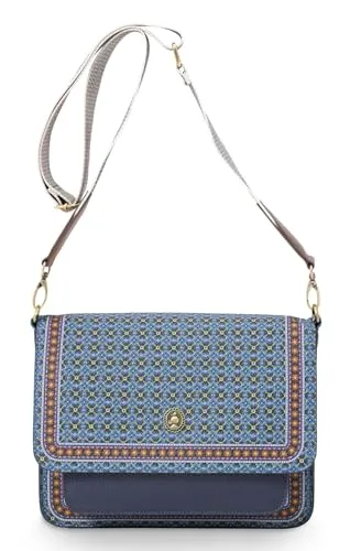 Pip Studio Cross Body Flap Clover Umhängetasche - Stylische Umhängetasche in Clover Blue, vegan und nachhaltig, mit vielen Fächern für optimale Organisation und einem verstellbaren Schulterriemen für Komfort.