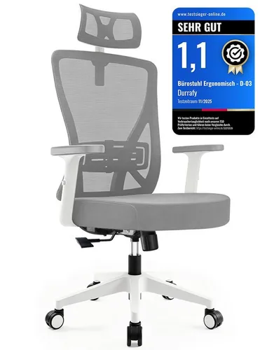 Durrafy Ergonomischer Bürostuhl bis 200kg