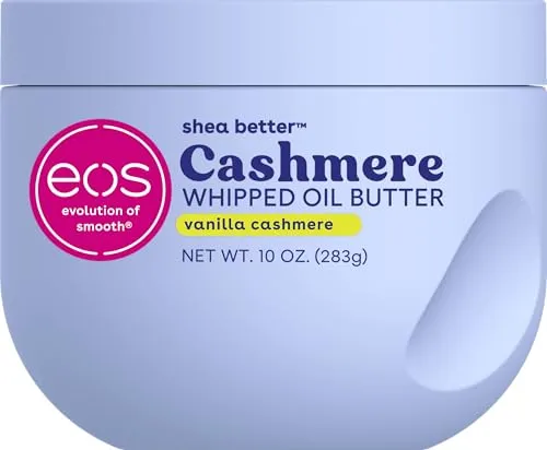 eos Cashmere Whipped Oil Body Butter – Vanilla Cashmere - Reichhaltige Körperbutter mit 72-Stunden-Feuchtigkeit für trockene Haut. Die luxuriöse Textur mit Kakao-, Shea- und Arganbutter sorgt für samtweiche Haut und einen warmen Vanilleduft.