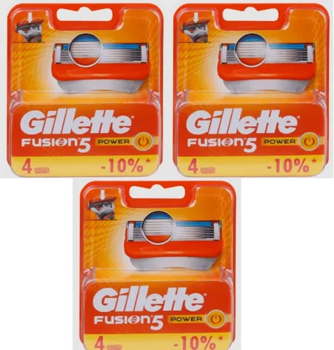 Gillette Rasierklingen Fusion 5 Power Rasierklingen Set 4er Ersatzklingen kompatibel Klingen, 12-tlg., kompatibel mit Fusion 5 Rasierer Wechselklinge Beauty Pflege, Flexible Klingen Für empfindliche Haut Rasur Rasierset Gleitstreifen