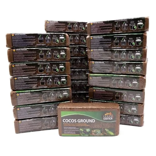Cocos Ground - Kokoshumus für Terrarien ca. 216 Liter lockerer Humus - Terrarium Bodengrund/Einstreu für Amphibien, Reptilien und Wirbellose - gepresste Blumenerde aus Kokosfaserhumus (24x 650g)