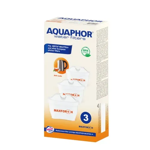 AQUAPHOR MAXPHOR+ H MAXFOR+ H Filterkartusche Wasserfilter 3er Pack mit EXTRA KALKSCHUTZ FÜR EXTRA HARTES WASSER AQUALEN für Tischwasserfilter