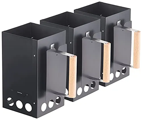 infactory Holzkohleanzünder 3er-Set - Grills: 3 Anzündkamine für schnelles Durchglühen von Holzkohle und Briketts mit praktischem Haltegriff und Hitzeschild.