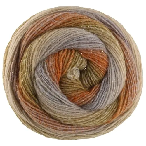 LANA GROSSA Gomitolo Gala| Dochtgarn im Farbverlauf mit dezentem Lurex-Effekt | Handstrickgarn aus 60% Schurwolle, 38% Polyacryl & 2% Polyester | 200g Wolle zum Stricken & Häkeln | 700m,FB 4028