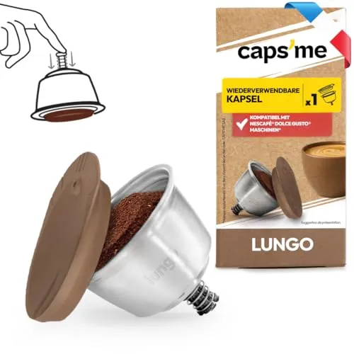 Nachfüllbare Kapsel, kompatibel mit Nescafé Dolce Gusto Maschinen, wiederverwendbar, aus lebensmittelechtem Edelstahl, leicht zu entleeren und patentiert