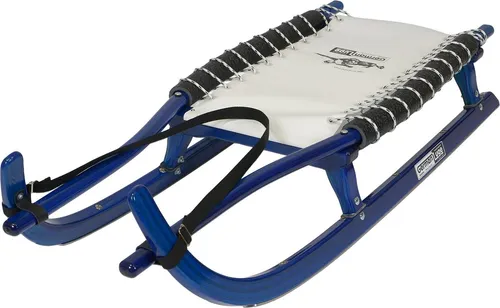 GL Rodel 128 cm Doppel mit Edelstahl und Gurtband - Der hochwertige GL-Freizeitrodel bietet präzises Lenken und ist ideal für Schneebahnen. Mit rostfreien Laufschienen und einer Kufenschräge von 20° ist er perfekt für zwei Erwachsene geeignet.
