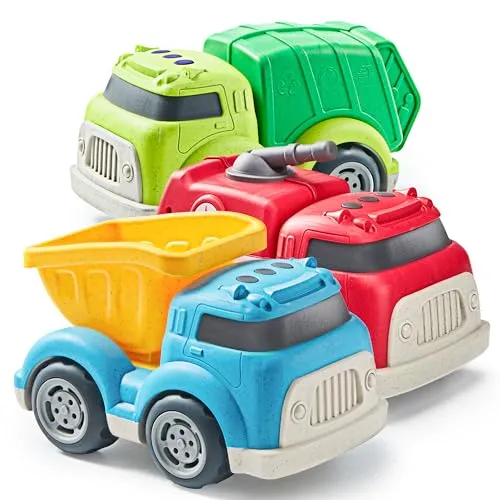 JOYIN 3er LKW-Autospielzeug für Kinder, inklusive Müllwagen, Kipplaster Sandkasten und Feuerwehrauto,Indoor Outdoor Sandspielzeug, Geschenk für Jungen und Mädchen ab 2 3 4 5 6 7 Jahren