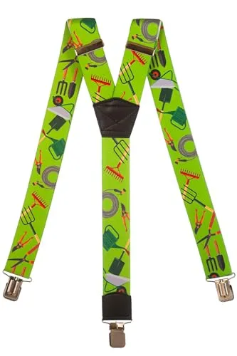 Olata Hosenträger extra starken mit 3 Clips Y-Form, Gedruckt Design - 4cm. Gartenwerkzeuge