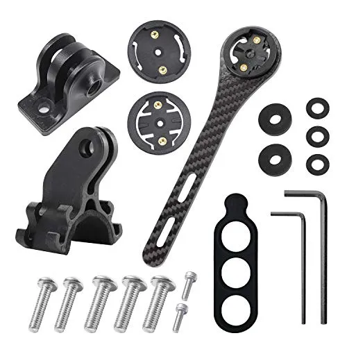 Kohlefaser Integrierte Fahrradcomputer GPS Halterung für Wahoo,Garmin,Bryton,GIT,Halterungen für Actionkameras und Licht, Fahrradcomputer Lenkstange (Set 1)