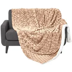KUSCHELDECKE Sherpa 160/200 cm, Samtdecke mit Dreieckmuster in bronze von Homescapes