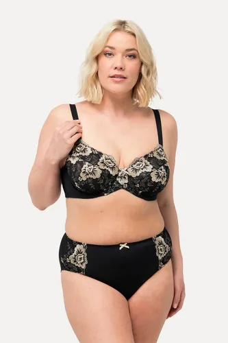 Ulla Popken Damen Wire-Bra, Embroidery 832799 BH, schwarz, 120D