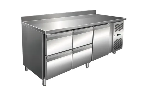 Gastro Edelstahl Kühltisch Kühltheke 4 Schubladen/ 1 Tür 231L -2/+8°C Aufkantung