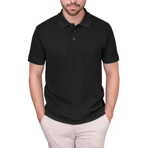 HRM Luxury Polo für Herren, Schwarz, Gr. 2XL - Premium Poloshirt aus 100% Baumwolle, Basic Polohemd bis 60°C Farbecht Waschbar, Hochwertige & Nachhaltige Bekleidung