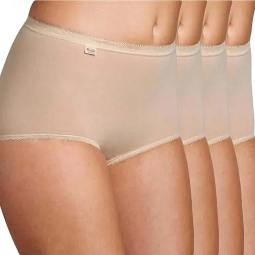 sloggi Slip Basic+ Maxi 4P - Beige, perfekter Sitz - Klassische Slips, 4er Pack in Beige mit elastischem Bund für perfekten Sitz und hohen Tragekomfort, maschinenwaschbar bis 60°C.